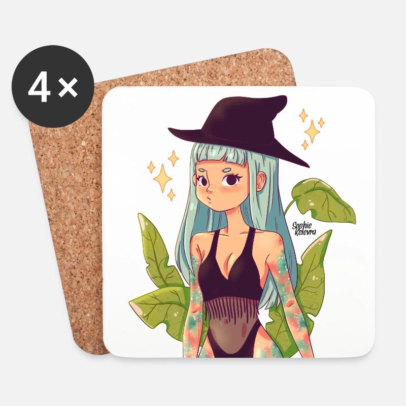 Witch Girl - Untersetzer (4er-Set) - Weiß