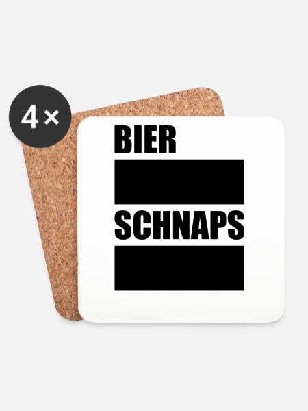 Bier Schnaps Kreide Alkohol Party - Untersetzer (4er-Set) - Weiß