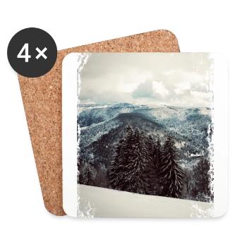 Forêt noire en hiver - Dessous de verre (lot de 4) - blanc - Devant