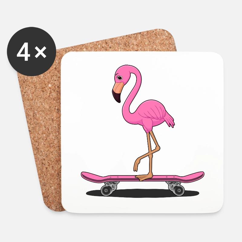 flamingo skater - Untersetzer (4er-Set) - Weiß