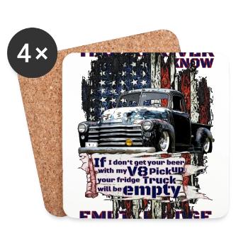 Camion à bière V8 pour un réfrigérateur plein - Dessous de verre (lot de 4) - blanc - Devant