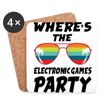 Where's The Electronic Games Party Video Game Play - Untersetzer (4er-Set) - Weiß - Vorne