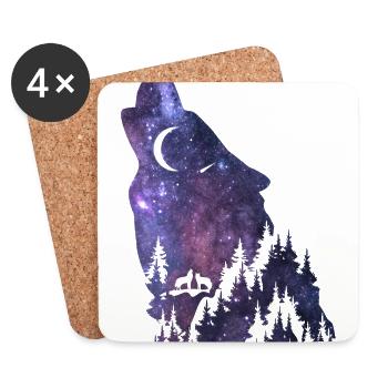 Wolf silhouette Galaxy - Untersetzer (4er-Set) - Weiß - Vorne