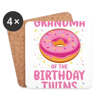 Grandma of the birthday twins - Coasters (set of 4) - white - Front