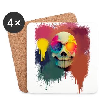 rainbow skull - Dessous de verre (lot de 4) - blanc - Devant