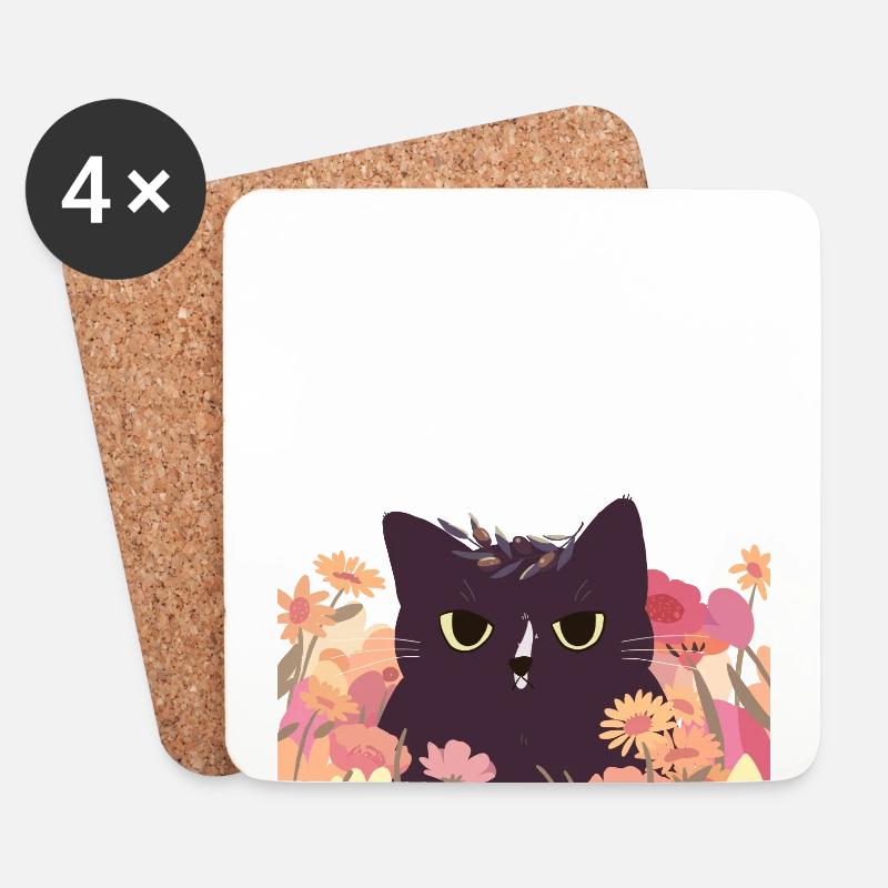 Katze - Untersetzer (4er-Set) - Weiß