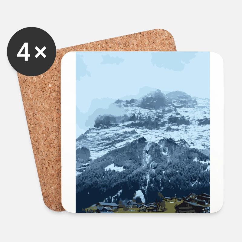 Swiss Mountains - Eiger Nordwand - Untersetzer (4er-Set) - Weiß