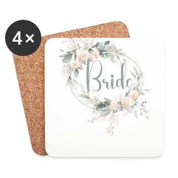 Bride Blumenkranz aus Rosen - Untersetzer (4er-Set) - Weiß - Vorne