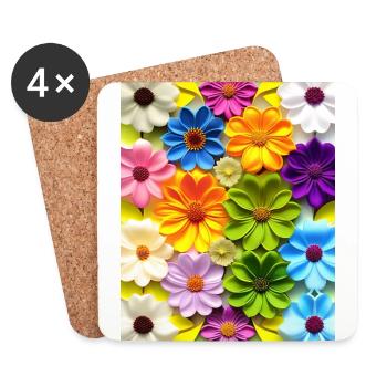 Floral 50 - Dessous de verre (lot de 4) - blanc - Devant