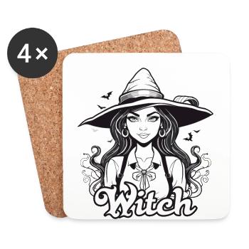 Witch - Coasters (set of 4) - white - Front
