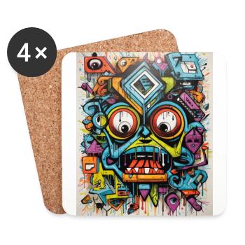 [MB] Screaming Monster: Riot of Colors - Coasters (set of 4) - white - Front