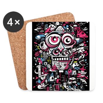 [MB] Imaginative monkey view - Coasters (set of 4) - white - Front