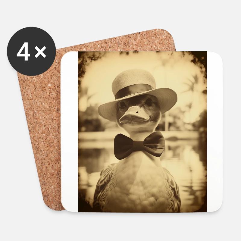 Sir Waddleberry Quackington relaxing at the pool - Coasters (set of 4) - white