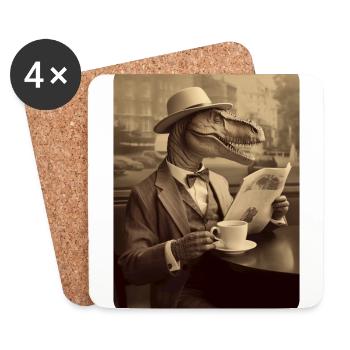 Robert lit le journal au petit-déjeuner - Dessous de verre (lot de 4) - blanc - Devant