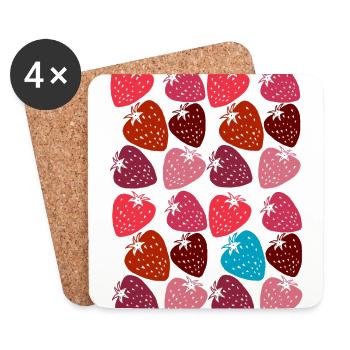 strawberries - Coasters (set of 4) - white - Front