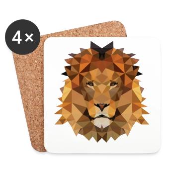 Polygone de lion - Dessous de verre (lot de 4) - blanc - Devant