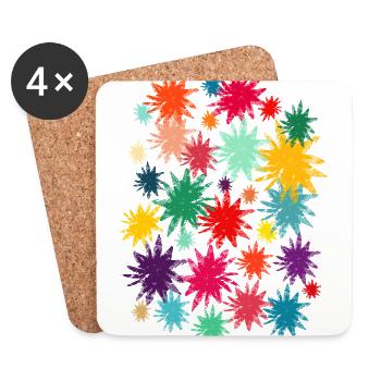 Fleurs colorées (d’occasion) 01 - Dessous de verre (lot de 4) - blanc - Devant
