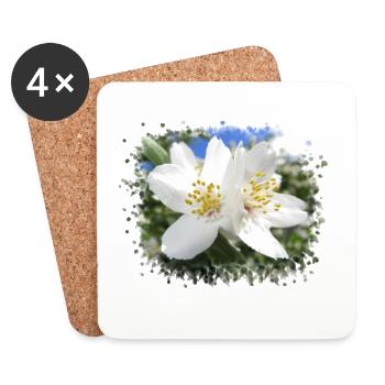 white, blooming flowers, blossoms in summer, nature - Coasters (set of 4) - white - Front