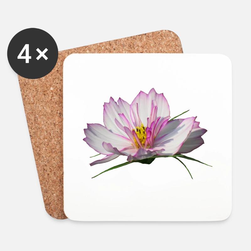 wundervolle Blume in pink & weiß, Blumen, Blüte - Untersetzer (4er-Set) - Weiß