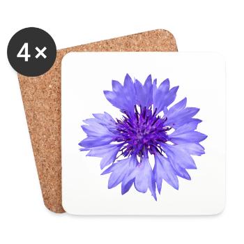 blaue Kornblume, Blume, Blumen, Blüte, Garten - Untersetzer (4er-Set) - Weiß - Vorne