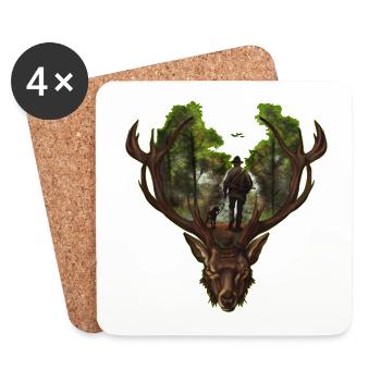 Hunter and hunting dog inseparable friendship - Coasters (set of 4) - white - Front
