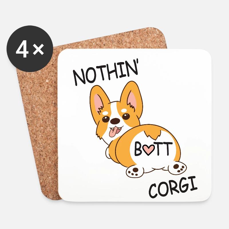corgi - Untersetzer (4er-Set) - Weiß