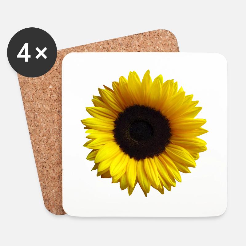 Sonnenblume, Sonnenblumen, Blume, Blüte, floral - Untersetzer (4er-Set) - Weiß