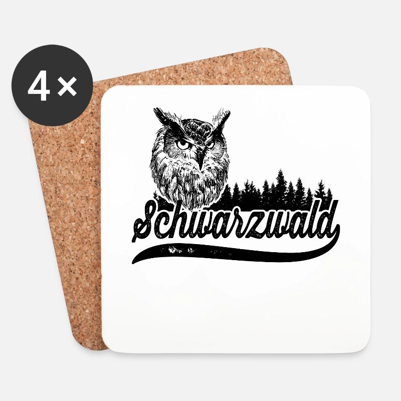 Schwarzwald Eule - Untersetzer (4er-Set) - Weiß