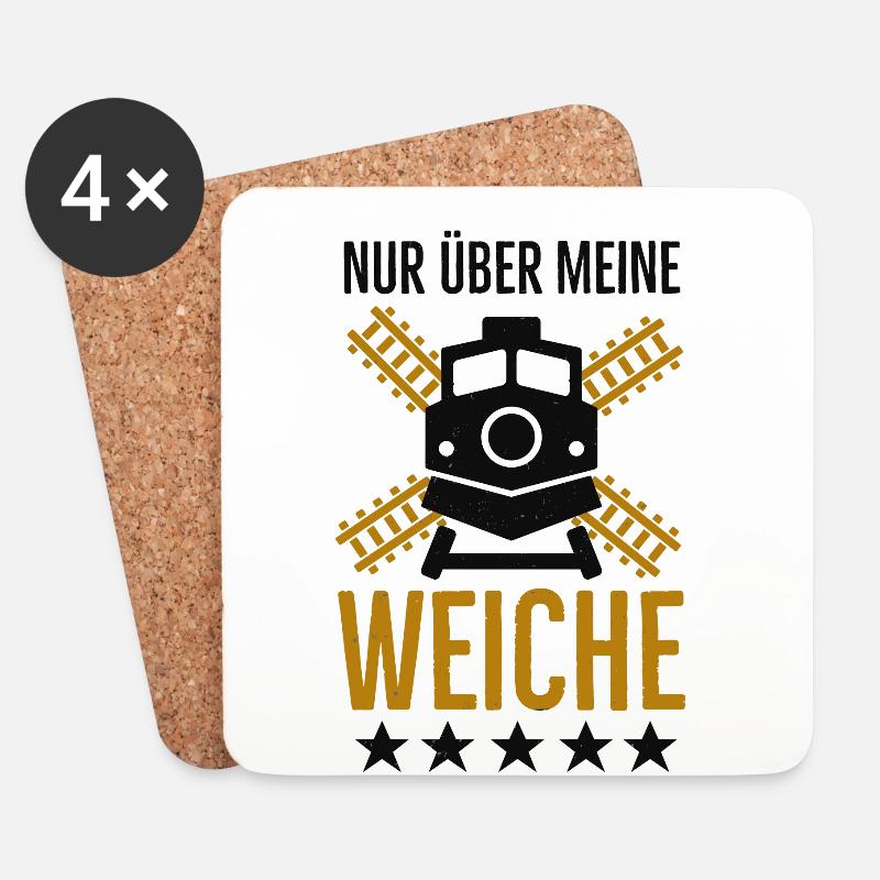 Weiche Lokführer lustige Eisenbahner Sprüche - Untersetzer (4er-Set) - Weiß