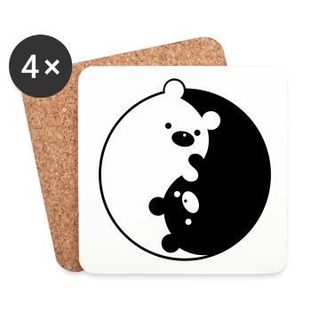 Yin Yang Bears - Dessous de verre (lot de 4) - blanc - Devant