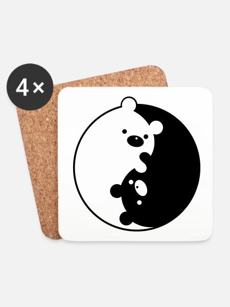 Yin Yang Bears - Untersetzer (4er-Set) - Weiß