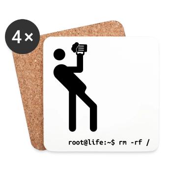 root Befehl rm -rf / - Untersetzer (4er-Set) - Weiß - Vorne