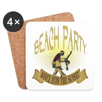 danse de fête sur la plage au coucher du soleil - Dessous de verre (lot de 4) - blanc - Devant