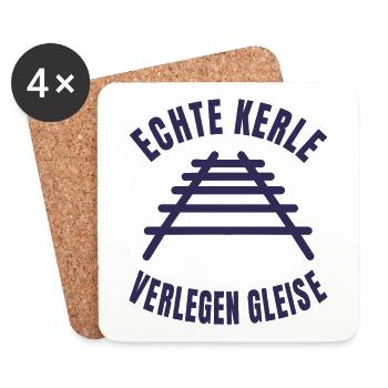 Echte Kerle verlegen Gleise Schienen - Untersetzer (4er-Set) - Weiß - Vorne