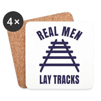 Real men lay tracks rails - Coasters (set of 4) - white - Front