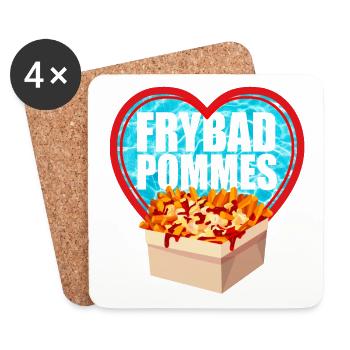 Freibad Pommes Liebe - Untersetzer (4er-Set) - Weiß - Vorne