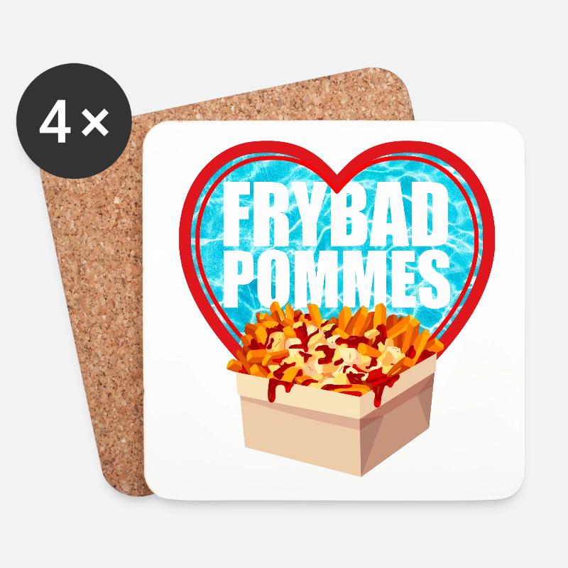 Freibad Pommes Liebe - Untersetzer (4er-Set) - Weiß