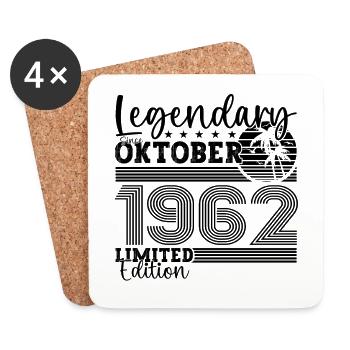 Légendaire depuis octobre 1962 cadeau de 60e anniversaire - Dessous de verre (lot de 4) - blanc - Devant