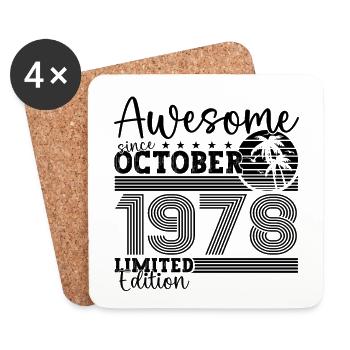 Great October 1978 44th Birthday Gift - Coasters (set of 4) - white - Front