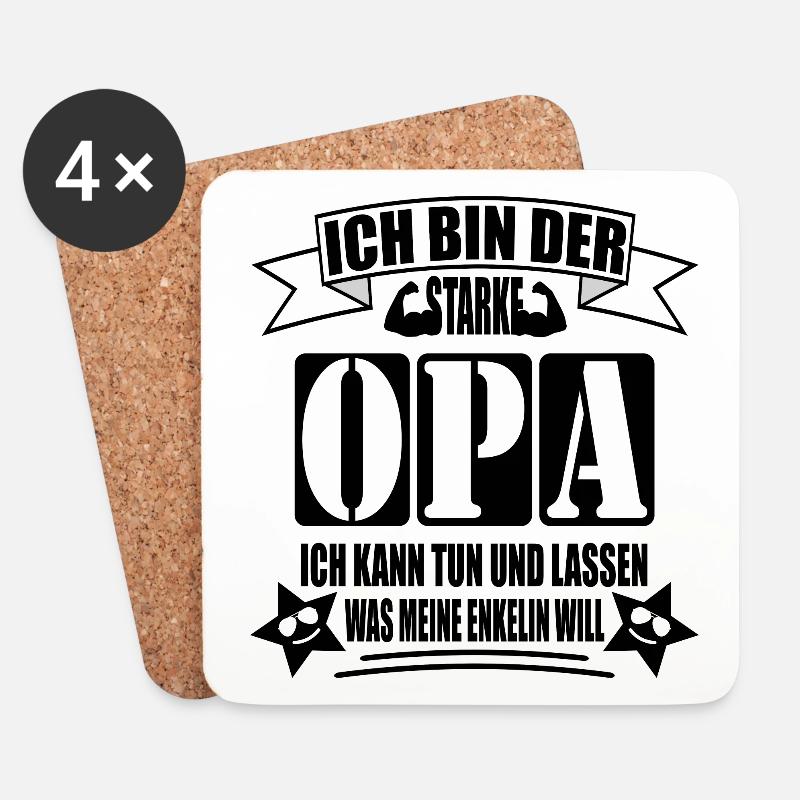 Ich bin der Starke Opa - Untersetzer (4er-Set) - Weiß