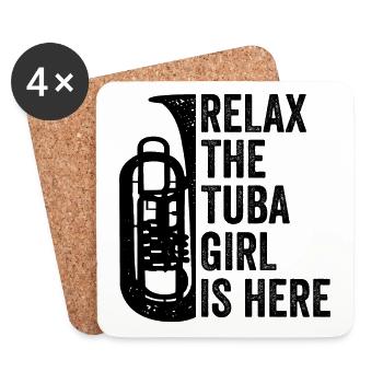 Tuba Mädchen Tubist Blasmusik - Untersetzer (4er-Set) - Weiß - Vorne