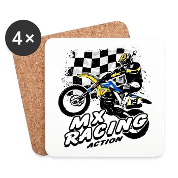 Moto Cross - Motocross - Supercross - MX - SX - Dessous de verre (lot de 4) - blanc - Devant