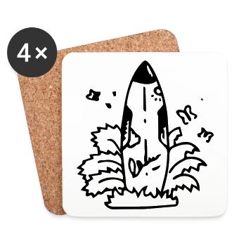 Surf Surfing Surfboard Aloha - Coasters (set of 4) - white - Front
