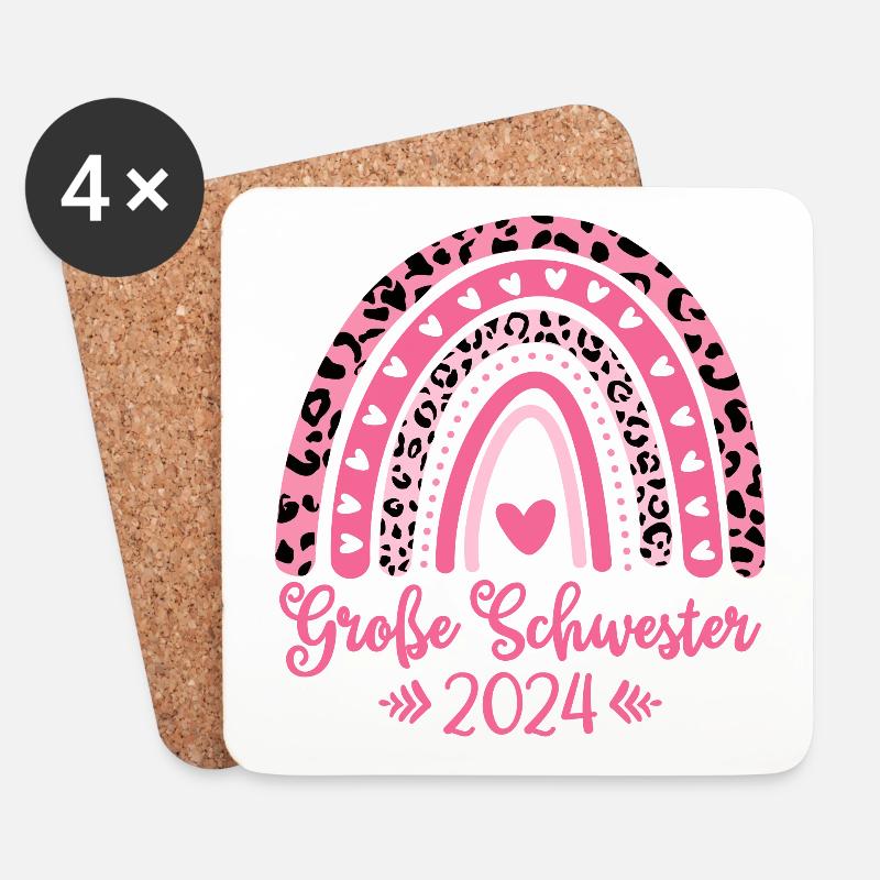 Große Schwester 2024 - Untersetzer (4er-Set) - Weiß