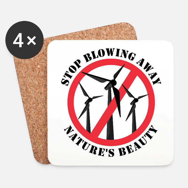 Stopp Windenergie, Anti Windkraft, Keine Windräder - Untersetzer (4er-Set) - Weiß