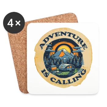 Adventure is calling - Coasters (set of 4) - white - Front