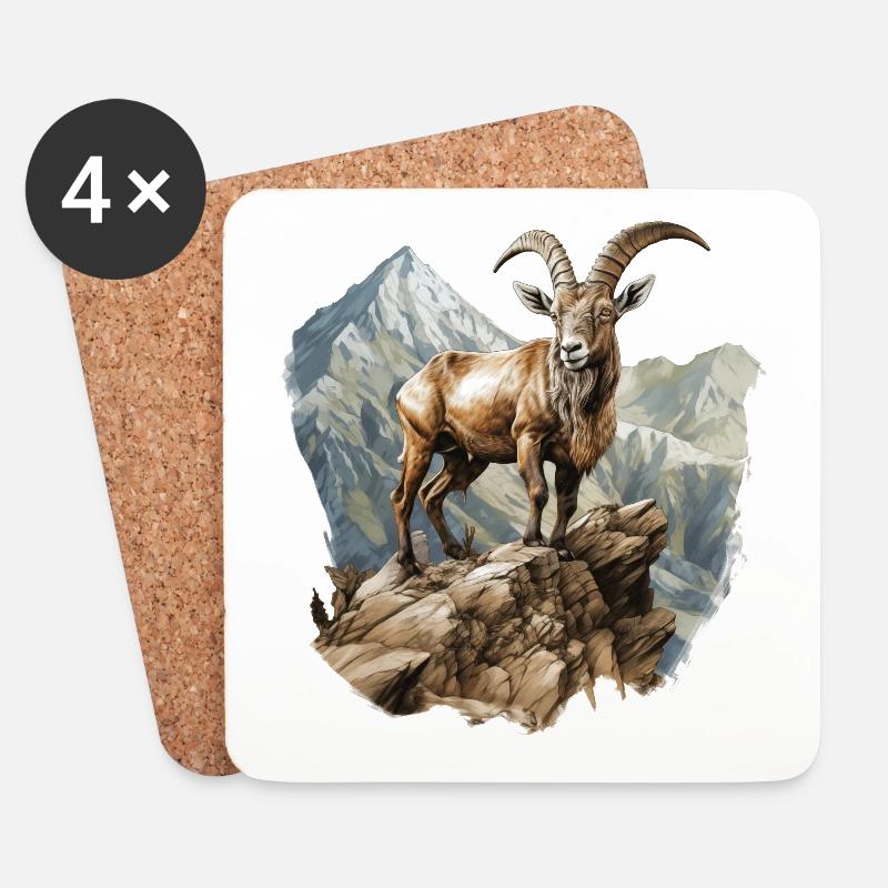 Steinbock - Untersetzer (4er-Set) - Weiß