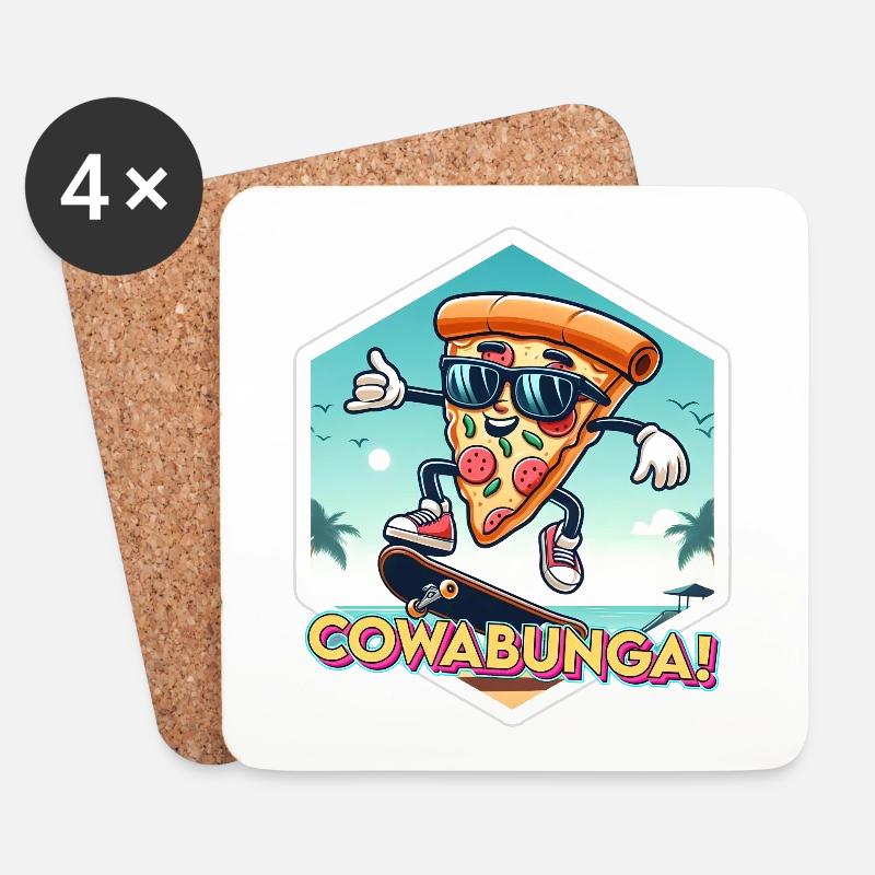 Cowabanga Pizza - Untersetzer (4er-Set) - Weiß