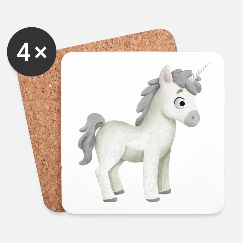Licorne - Dessous de verre (lot de 4) - blanc