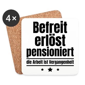 Befreit erlöst pensioniert, Pensionierungsgeschenk - Untersetzer (4er-Set) - Weiß - Vorne